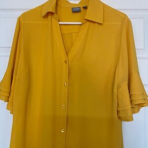 SOHO New York & Company Yellow Blouse with Ruffle sleeve
